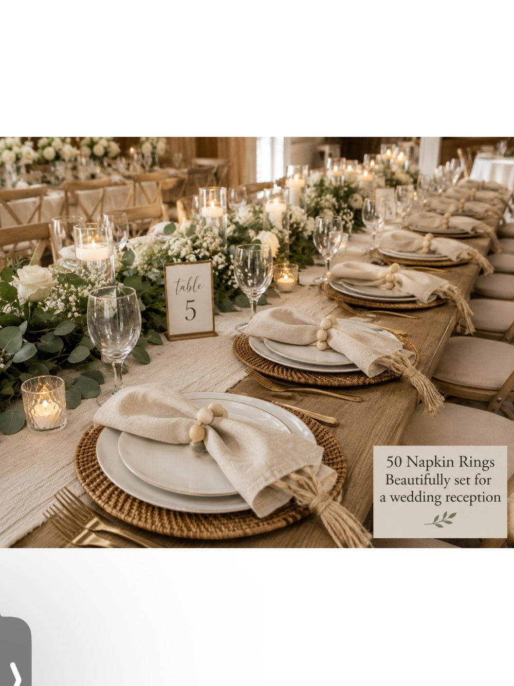 Beige Wooden Bead Napkin Rings - Set of 75